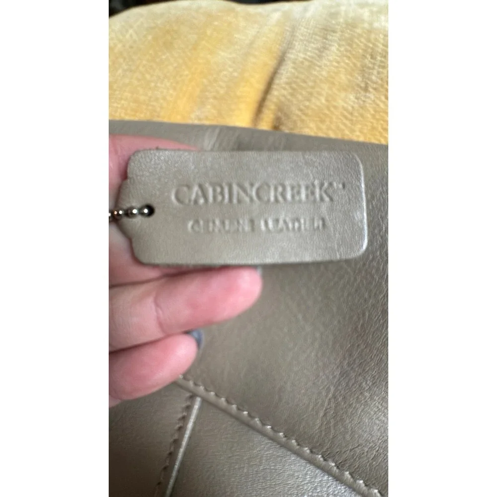Cabin Creek Taupe Beige Genuine Leather Envelope Clutch Bag Gold Tone Hardware